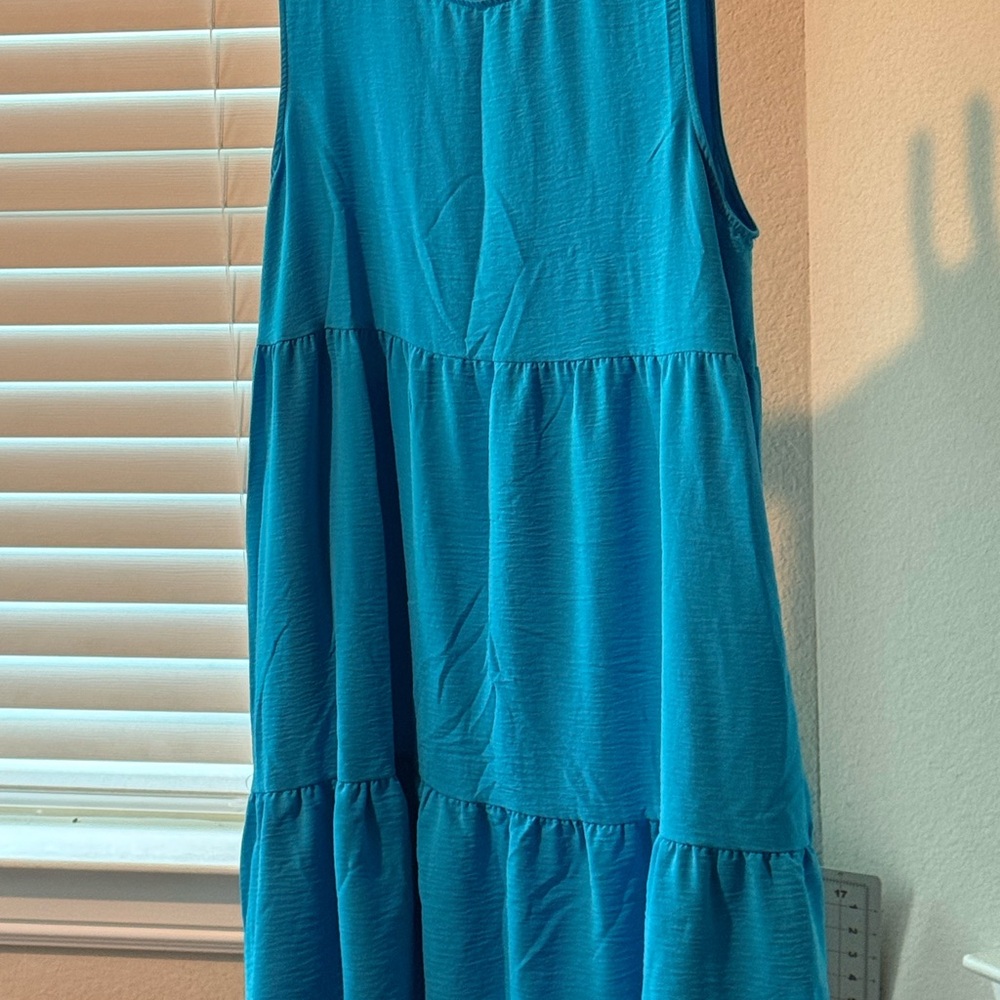 Sleeveless Blue Tiered Dress